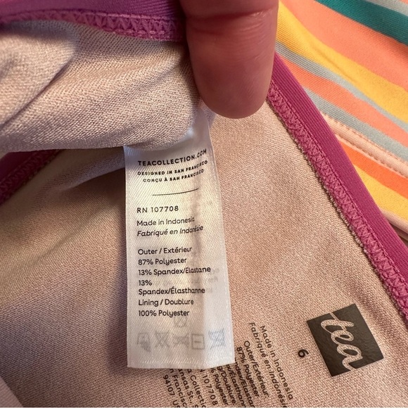 Tea Collection | Girl Orange Berry Purple Striped Tankini 2pec Swim Set Size 6 - Picture 4 of 11